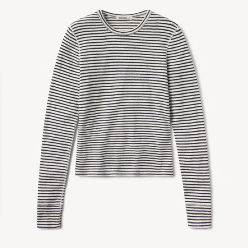 Buck Mason Heirloom Rib Long-Sleeve Crew in Natural/Black 🖤